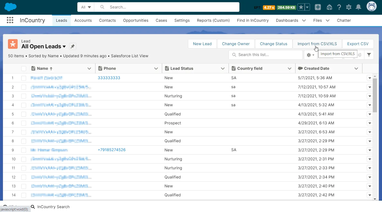 Salesforce object and Import CSV/XLS button