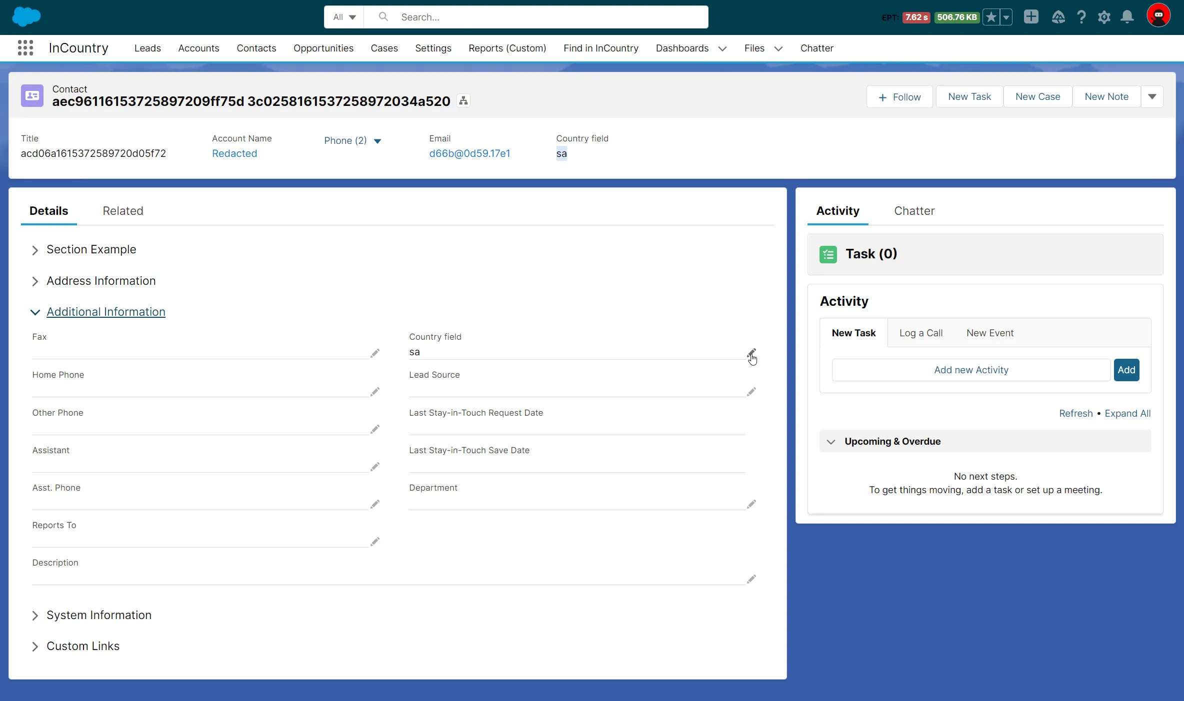 Record - country field