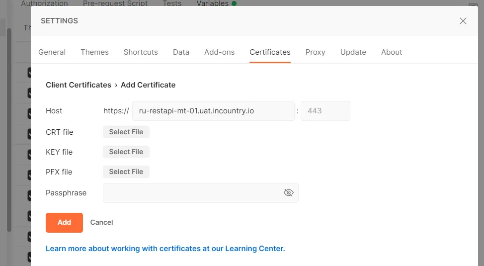 Postman - Certificates
