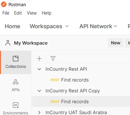 Postman - Find records request