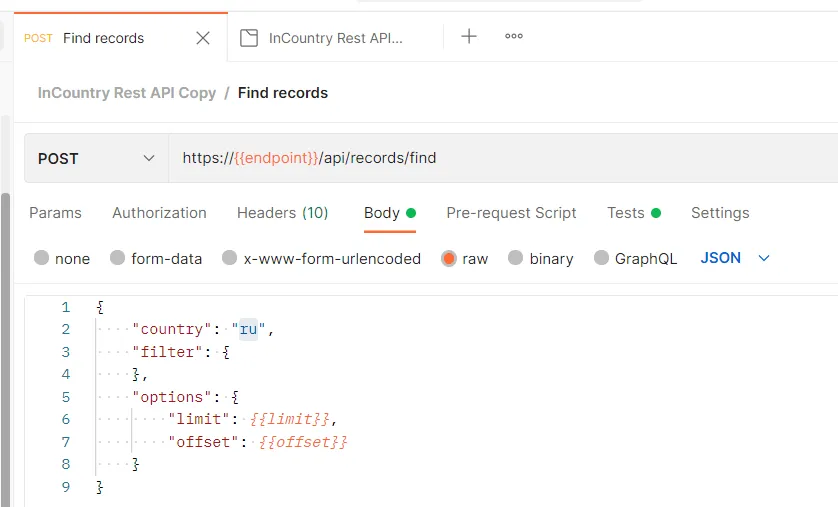 Postman - Request body