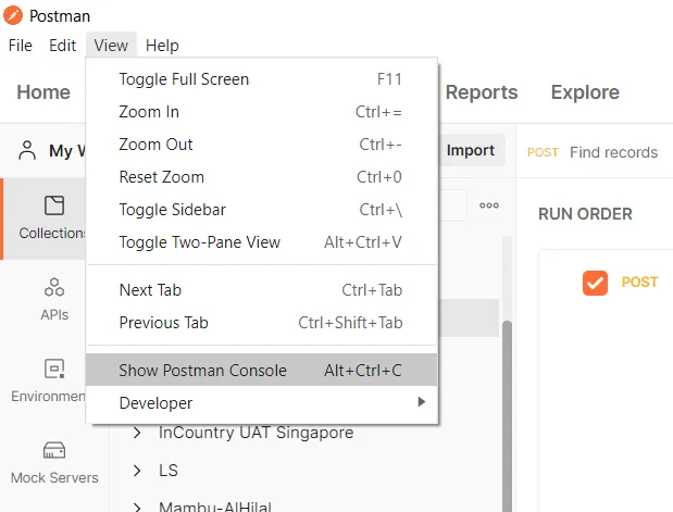 Postman - Show Postman console