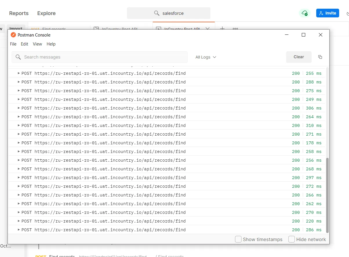 Postman - Console output