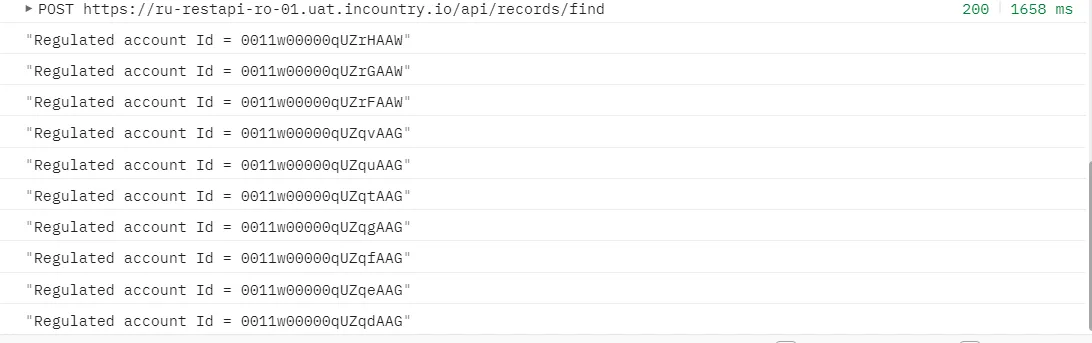 Postman - console with record ids
