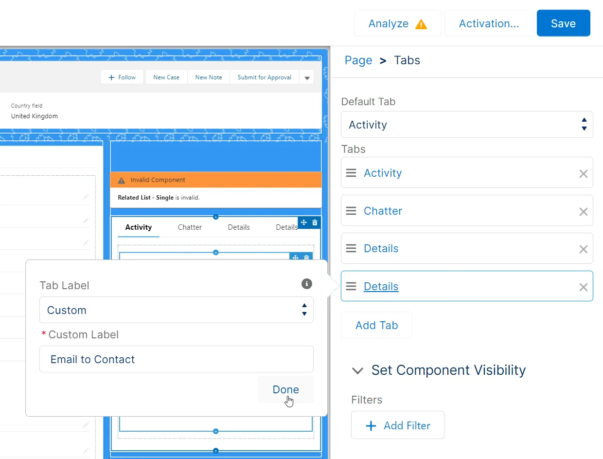 App builder - adding tab
