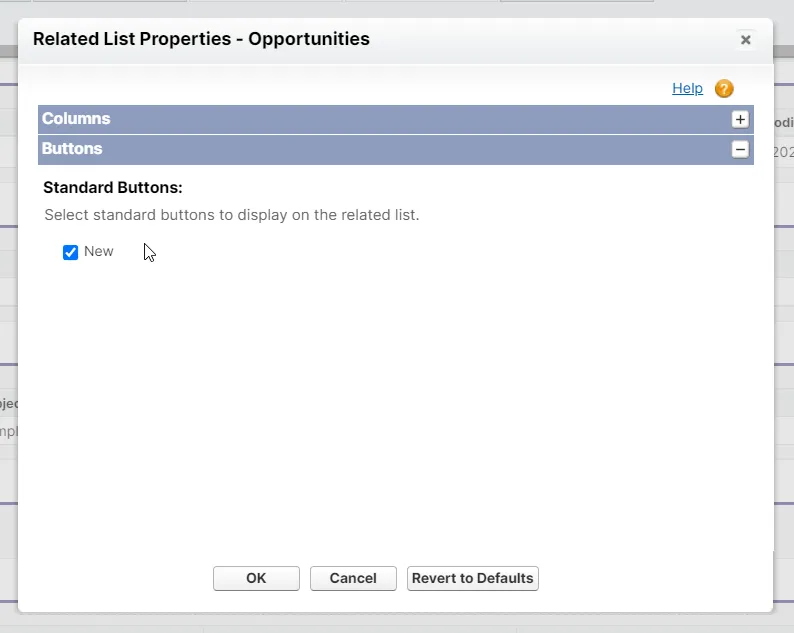 Related List Properties - Opportunities