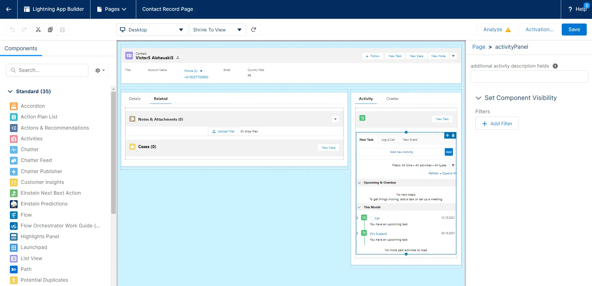 Lightning App Builder page