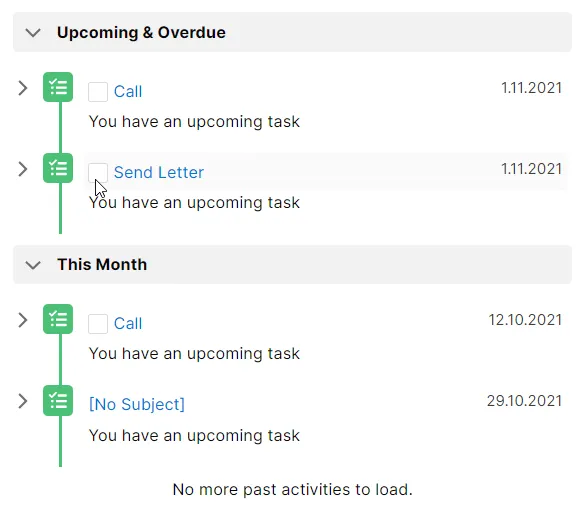 Task Timeline block