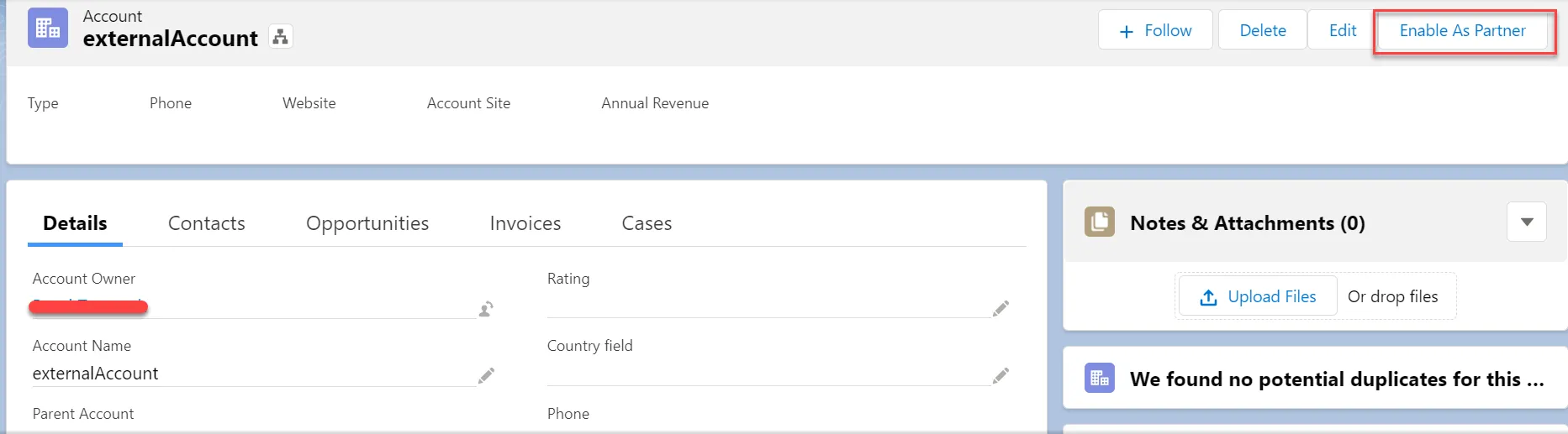 Account - Enable as Partner
