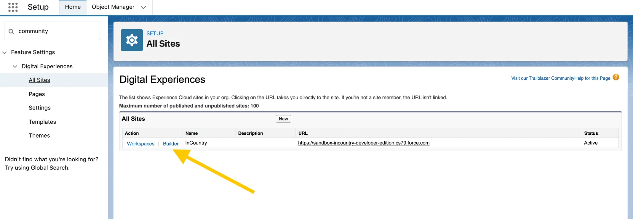 Go to Community builder