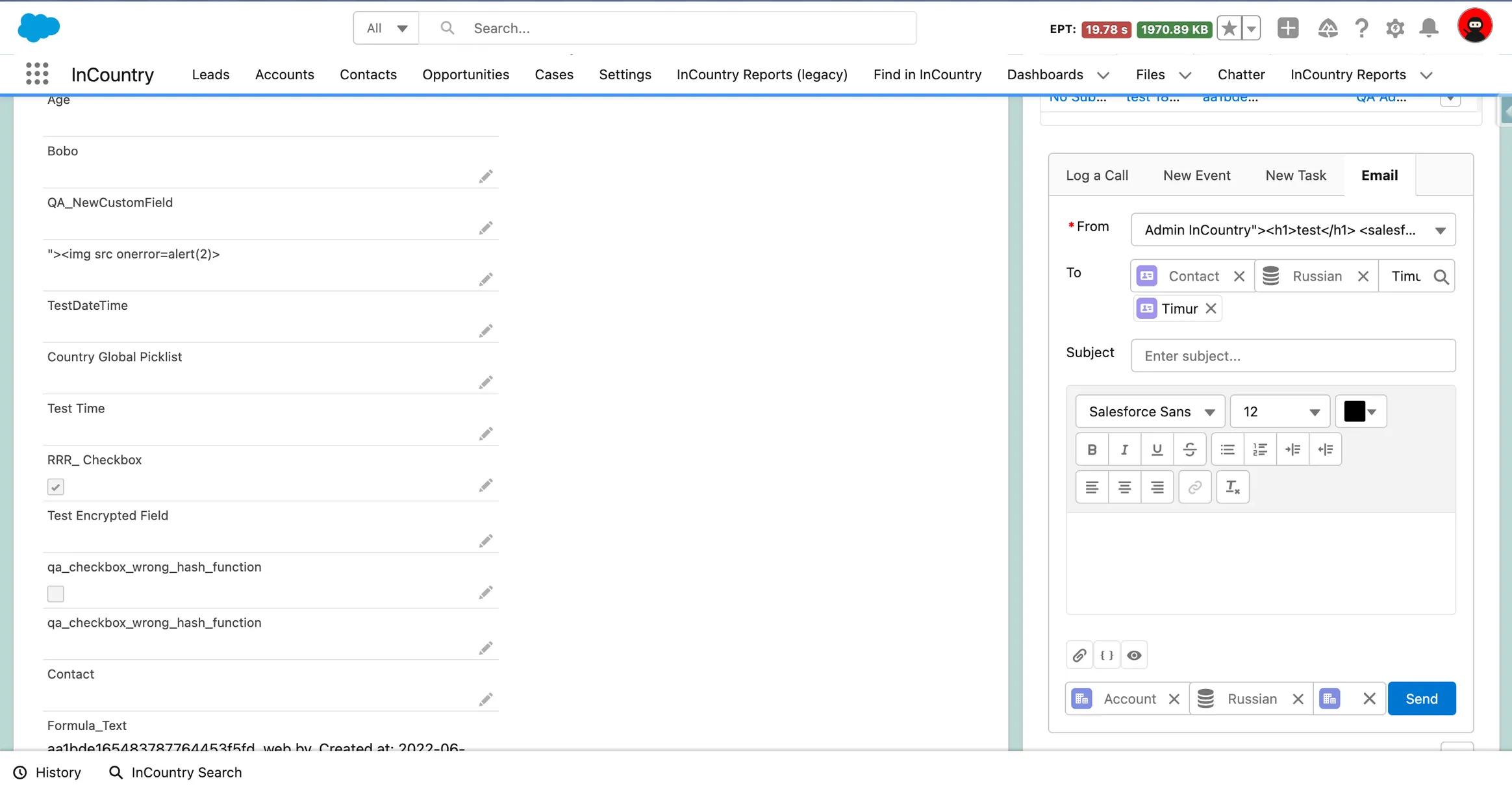 Email Message component in the Redacted/Restricted model
