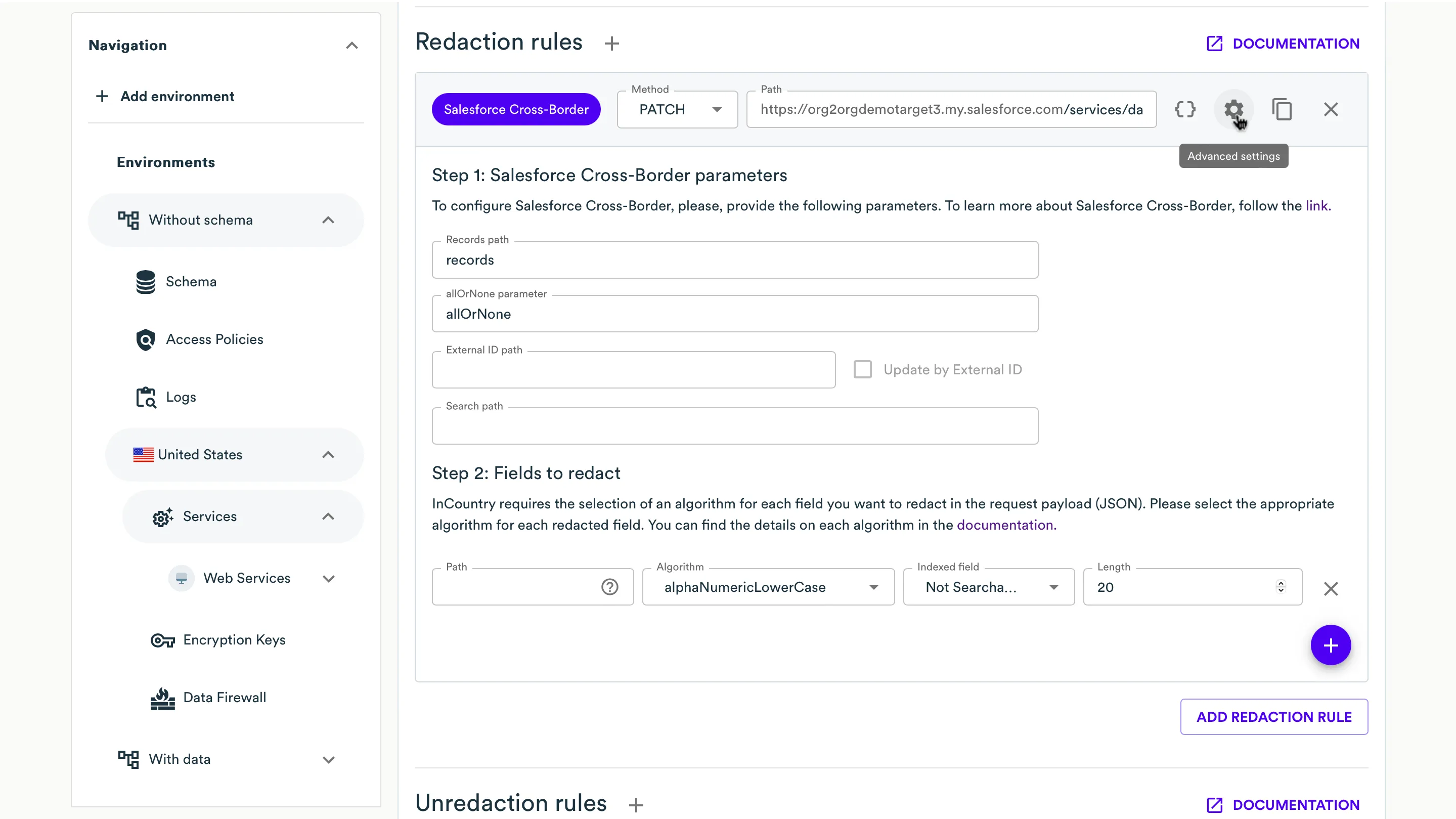 Cross-Border advanced settings