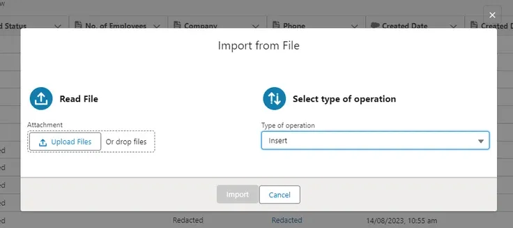 Import from File form