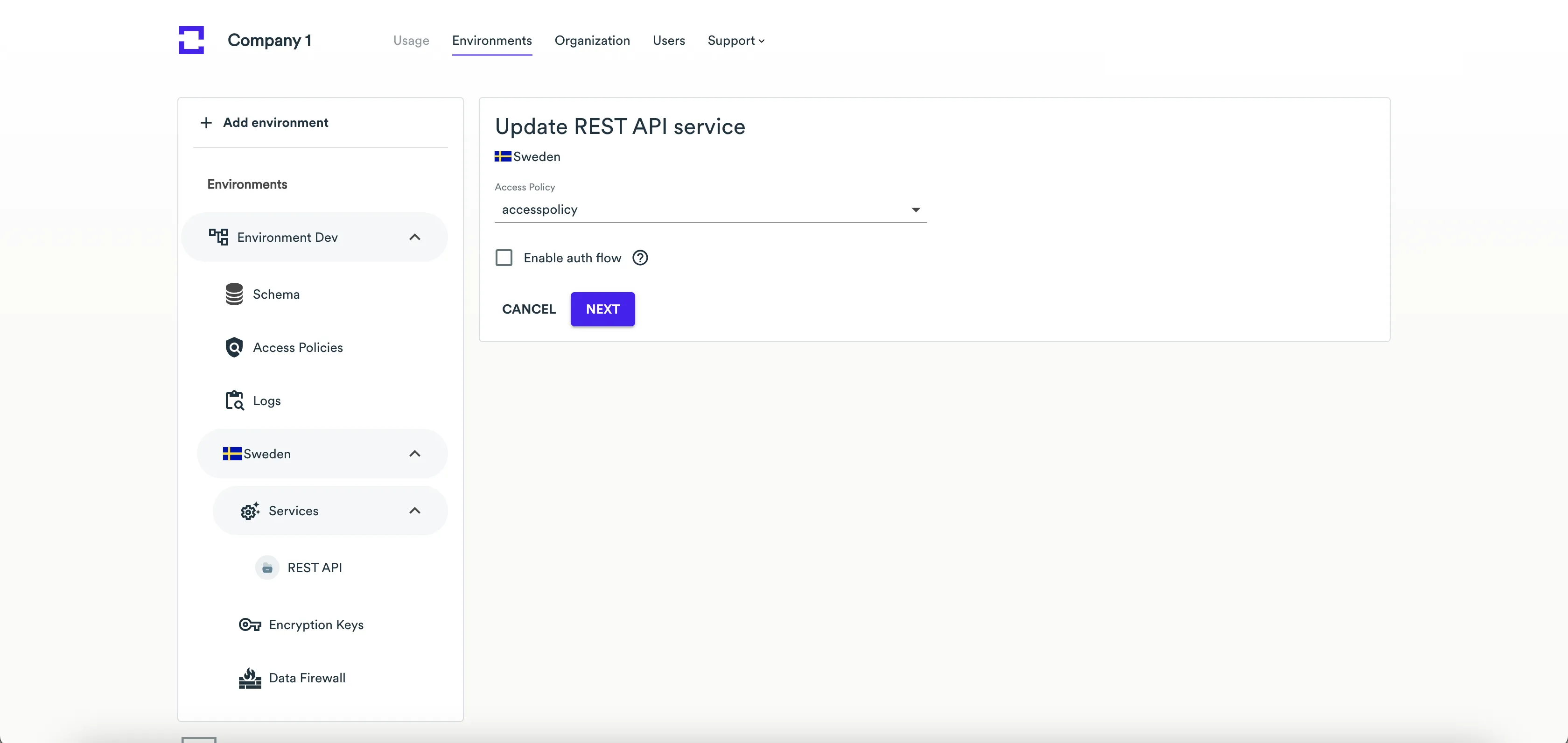 policy - use in REST